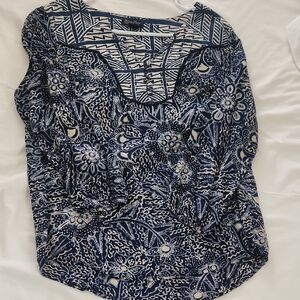Lucky Brand Blue and White Patterned Blouse